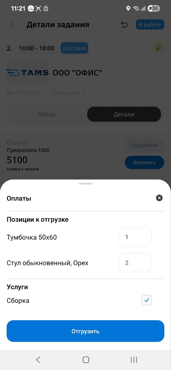 Оплата в приложении